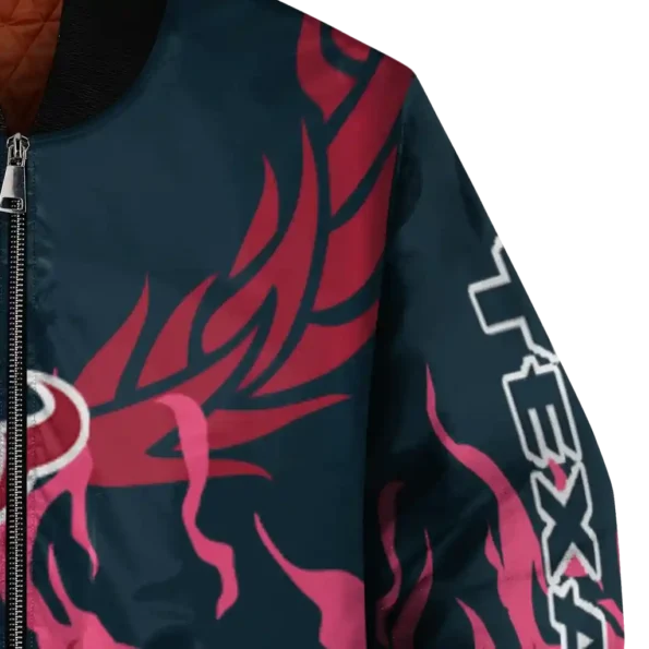 custom houston texans winged blaze blue white bomber jacket premium grade