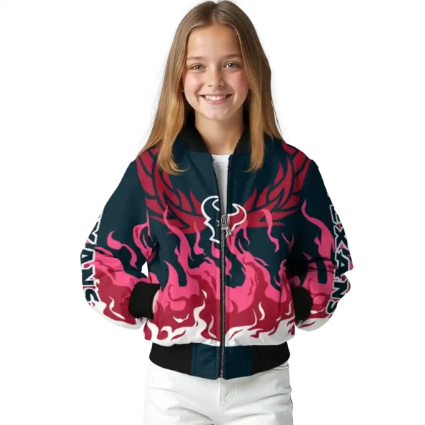 custom houston texans winged blaze blue white bomber jacket top rated