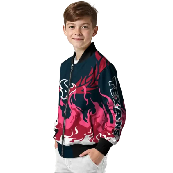 custom houston texans winged blaze blue white bomber jacket trendy
