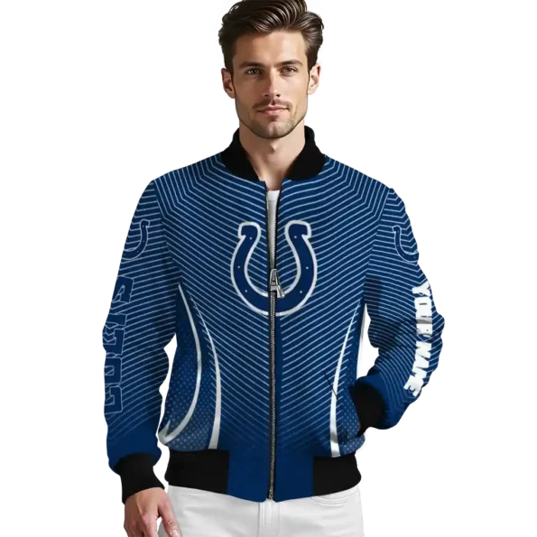 custom indianapolis colts chevron arrow blue bomber jacket high quality