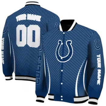 custom indianapolis colts chevron arrow blue varsity jacket fashion forward.webp