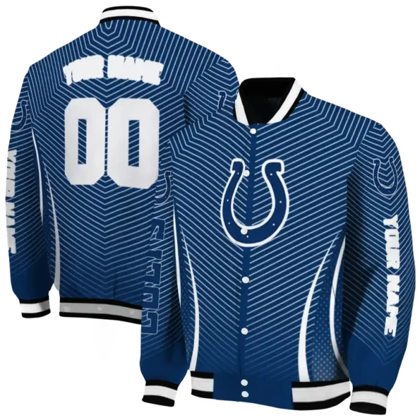 custom indianapolis colts chevron arrow blue varsity jacket fashion forward.webp