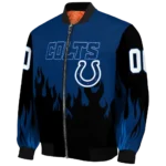 custom indianapolis colts flame border blue black bomber jacket best selling