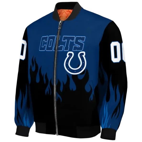 custom indianapolis colts flame border blue black bomber jacket best selling