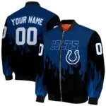 custom indianapolis colts flame border blue black bomber jacket best selling