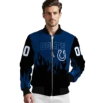 custom indianapolis colts flame border blue black bomber jacket best selling