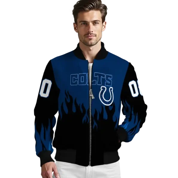 custom indianapolis colts flame border blue black bomber jacket high quality