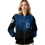 custom indianapolis colts flame border blue black bomber jacket best selling