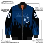 custom indianapolis colts flame border blue black bomber jacket best selling