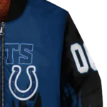 custom indianapolis colts flame border blue black bomber jacket best selling