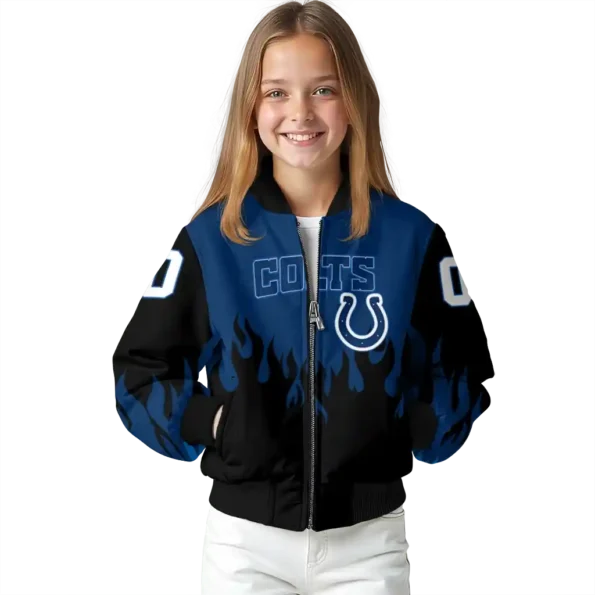 custom indianapolis colts flame border blue black bomber jacket top rated