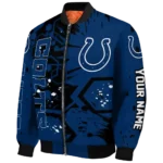 custom indianapolis colts hexagon cluster blue black bomber jacket best selling