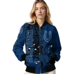 custom indianapolis colts hexagon cluster blue black bomber jacket best selling