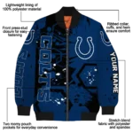 custom indianapolis colts hexagon cluster blue black bomber jacket best selling