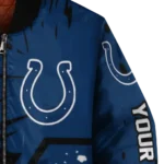 custom indianapolis colts hexagon cluster blue black bomber jacket best selling