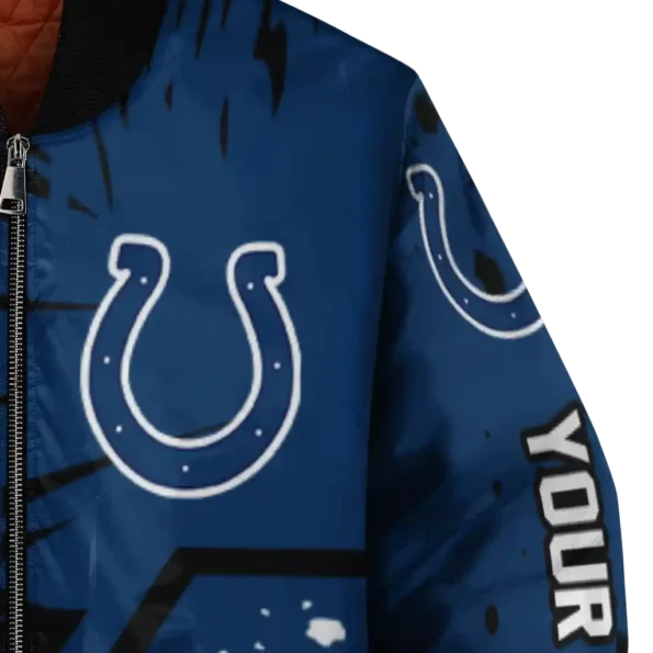 custom indianapolis colts hexagon cluster blue black bomber jacket premium grade