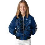 custom indianapolis colts hexagon cluster blue black bomber jacket best selling