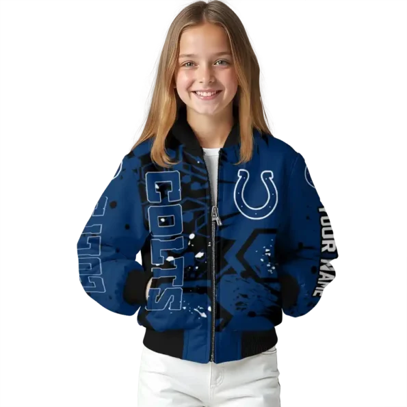 custom indianapolis colts hexagon cluster blue black bomber jacket top rated