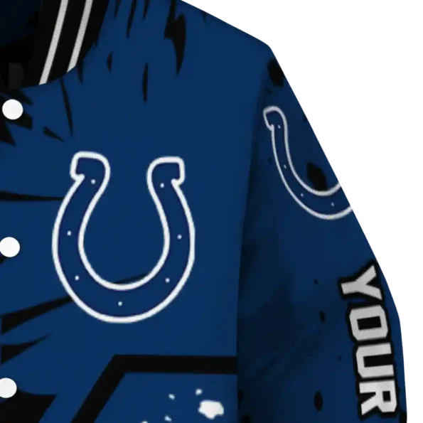 custom indianapolis colts hexagon cluster blue black varsity jacket premium grade.webp