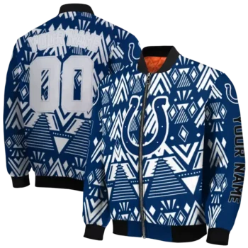 custom indianapolis colts pyramid shapes blue bomber jacket fashion forward