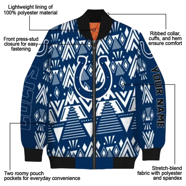 custom indianapolis colts pyramid shapes blue bomber jacket new arrival