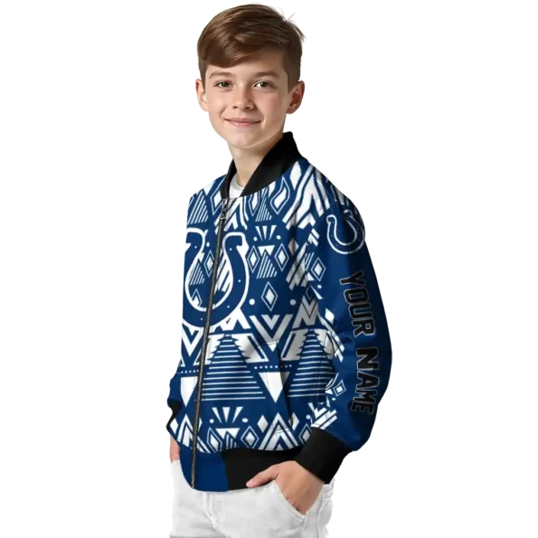 custom indianapolis colts pyramid shapes blue bomber jacket trendy