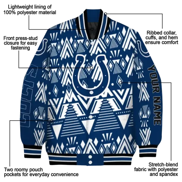 custom indianapolis colts pyramid shapes blue varsity jacket new arrival.webp