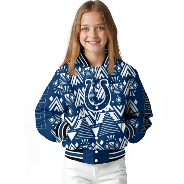 custom indianapolis colts pyramid shapes blue varsity jacket top rated.webp