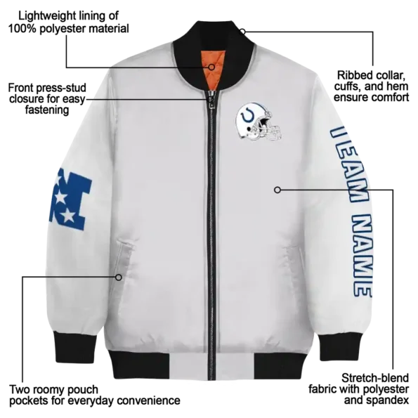 custom indianapolis colts speckled arms blue gray bomber jacket new arrival
