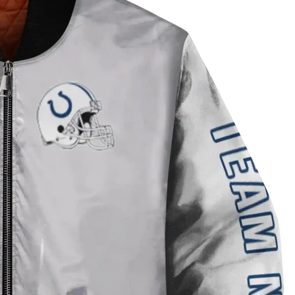 custom indianapolis colts speckled arms blue gray bomber jacket premium grade
