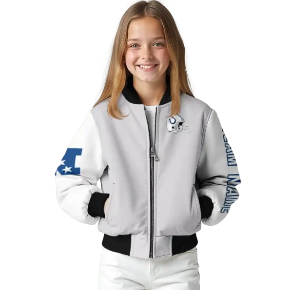 custom indianapolis colts speckled arms blue gray bomber jacket top rated