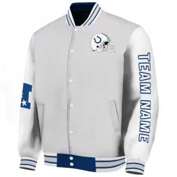 custom indianapolis colts speckled arms blue gray varsity jacket best selling.webp