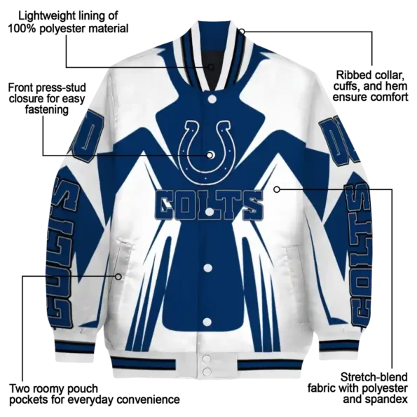 custom indianapolis colts spider mark blue grey crocs varsity jacket new arrival.webp