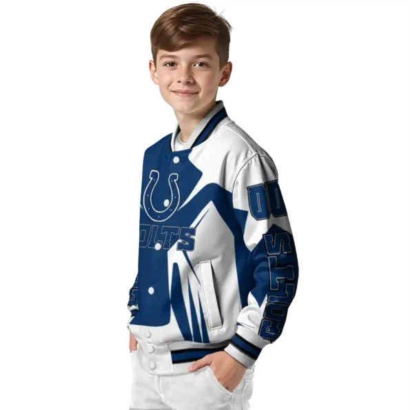 custom indianapolis colts spider mark blue grey crocs varsity jacket trendy.webp