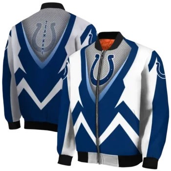 custom indianapolis colts v stripes blue white bomber jacket fashion forward