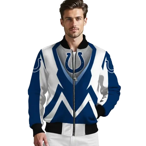 custom indianapolis colts v stripes blue white bomber jacket high quality