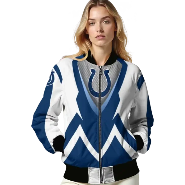 custom indianapolis colts v stripes blue white bomber jacket latest model