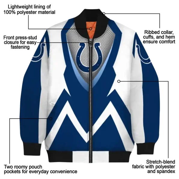 custom indianapolis colts v stripes blue white bomber jacket new arrival