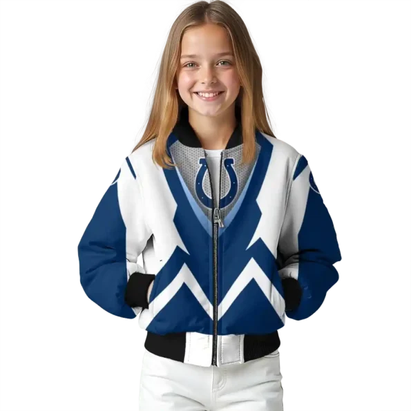 custom indianapolis colts v stripes blue white bomber jacket top rated