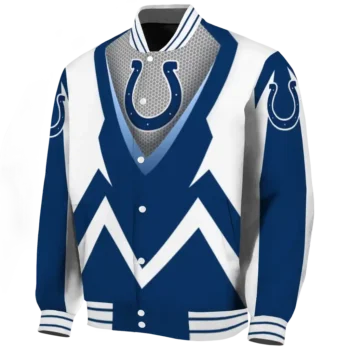 custom indianapolis colts v stripes blue white varsity jacket best selling.webp