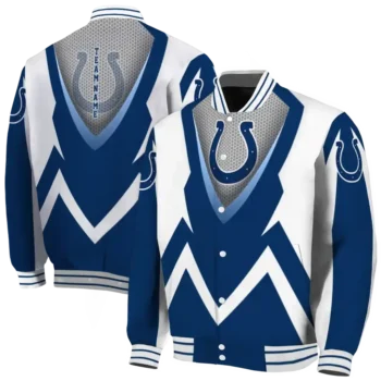 custom indianapolis colts v stripes blue white varsity jacket fashion forward.webp