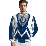 custom indianapolis colts v stripes blue white varsity jacket best selling.webp