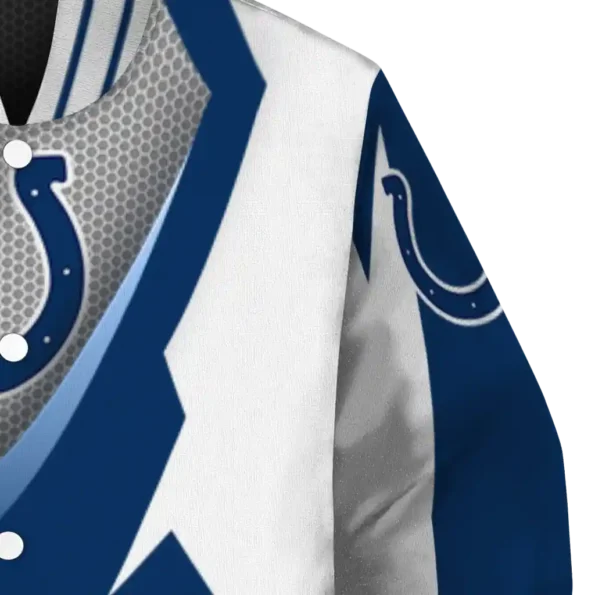 custom indianapolis colts v stripes blue white varsity jacket premium grade.webp
