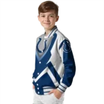 custom indianapolis colts v stripes blue white varsity jacket best selling.webp