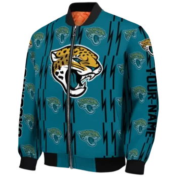 custom jacksonville jaguars bolt stripe teal bomber jacket best selling