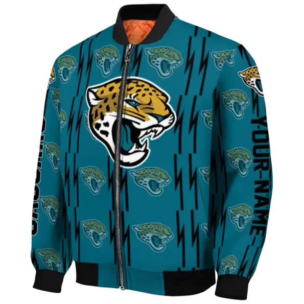 custom jacksonville jaguars bolt stripe teal bomber jacket best selling