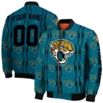custom jacksonville jaguars bolt stripe teal bomber jacket best selling