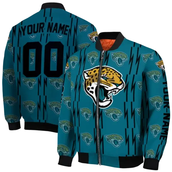 custom jacksonville jaguars bolt stripe teal bomber jacket fashion forward