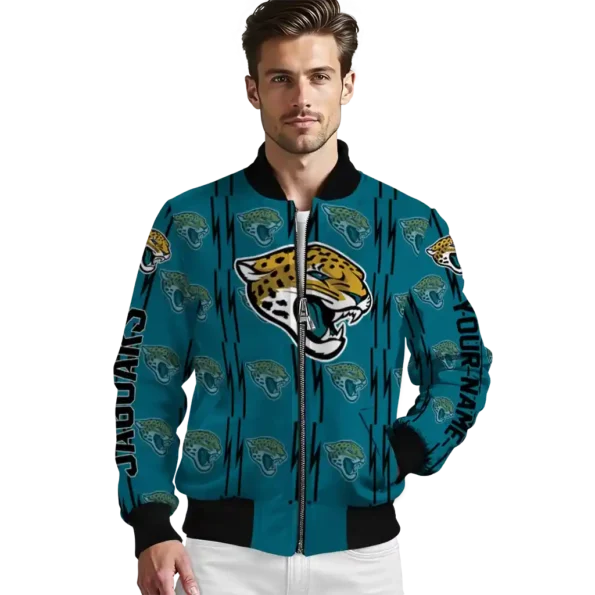 custom jacksonville jaguars bolt stripe teal bomber jacket high quality