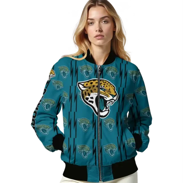 custom jacksonville jaguars bolt stripe teal bomber jacket latest model